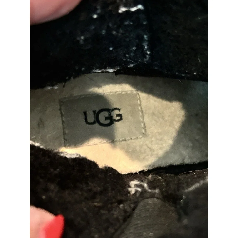 UGG SEYLINE‎ Shearling Suede Pull-On Black Wedge Bootie Womens Sz 10